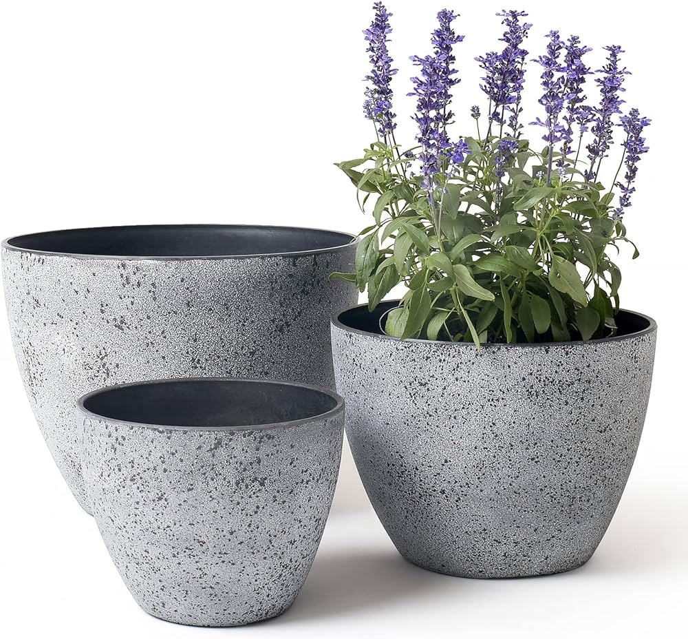 LA JOLIE MUSE 14.2/11.3/8.6 Inch Planters,Set of 3 Indoor/Outdoor Round Planters,Grey Tree Plante... | Amazon (US)