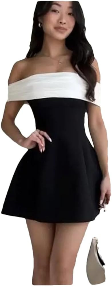 Women Straplees Mini Dress Sexy Elegant Backless Sleeveless Bow Robe | Amazon (US)