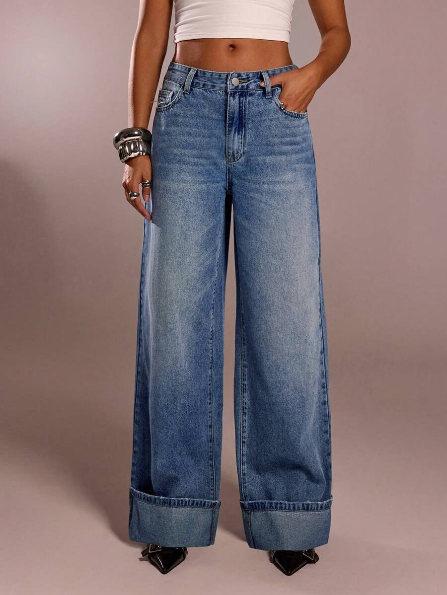 LocalAvantive Summer New Low-Waist Frayed Hem Gray-Blue Washed Denim Casual All-Match Versatile W... | SHEIN