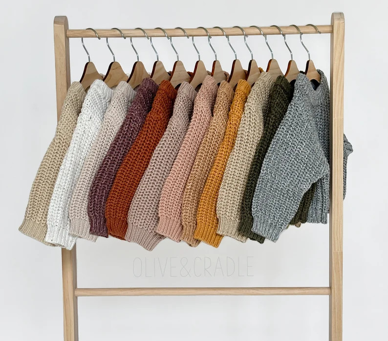 Baby Girl Boy Chunky Knit Sweater Cotton Dressy top neutral Earth Tone Warm oversized Thick knit ... | Etsy (US)