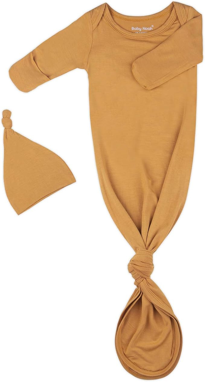 Newborn Baby Knotted Gown, Super Soft Silky Infant Long Sleeve Sleeper for Baby Girl and Boy Slee... | Amazon (US)