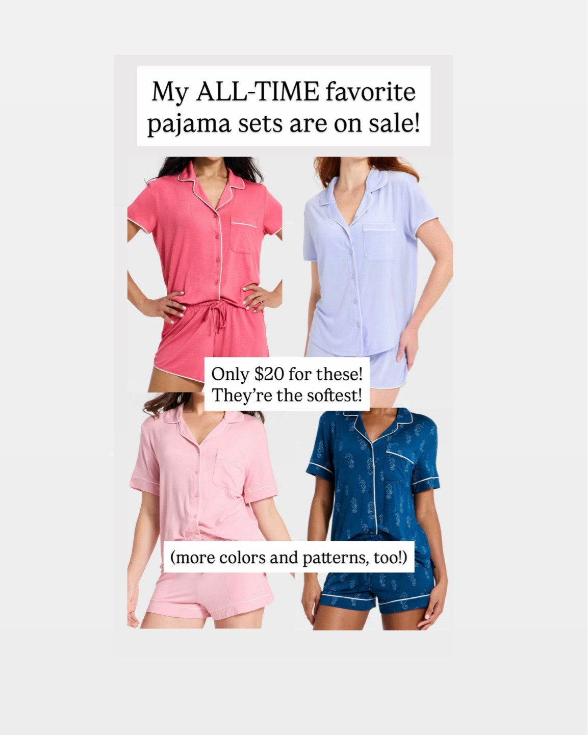 My ALL TIME favorite pajama sets are on sale!!! Only $20 for these!! They are the softest ever!!!

#LTKSaleAlert