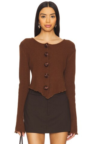 Bubish x REVOLVE Rosette Knit Cardigan in Chocolate Brown from Revolve.com | Revolve Clothing (Global)