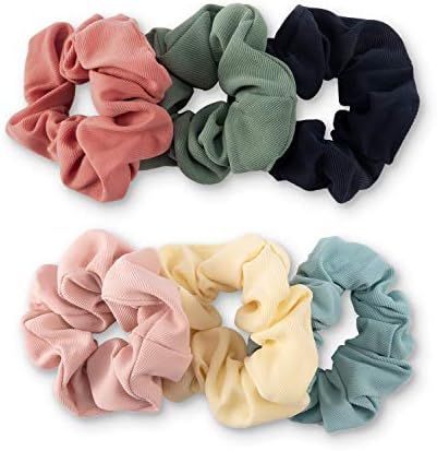 YOHAMA 6 pcs Fashion Solid Colors Fabric Elastic Hair Scrunchies Good for Girls Women Wrap Simple... | Amazon (US)
