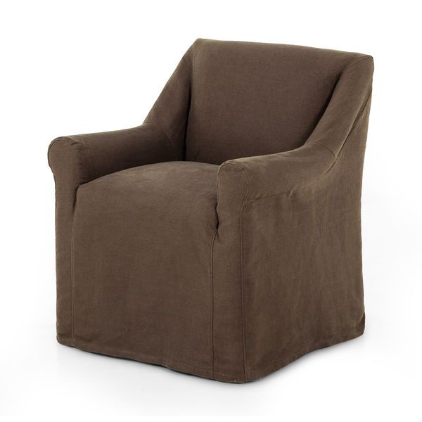 Bridges Brown Linen Slipcover Dining Armchair - Brussels Coffee | Scout & Nimble