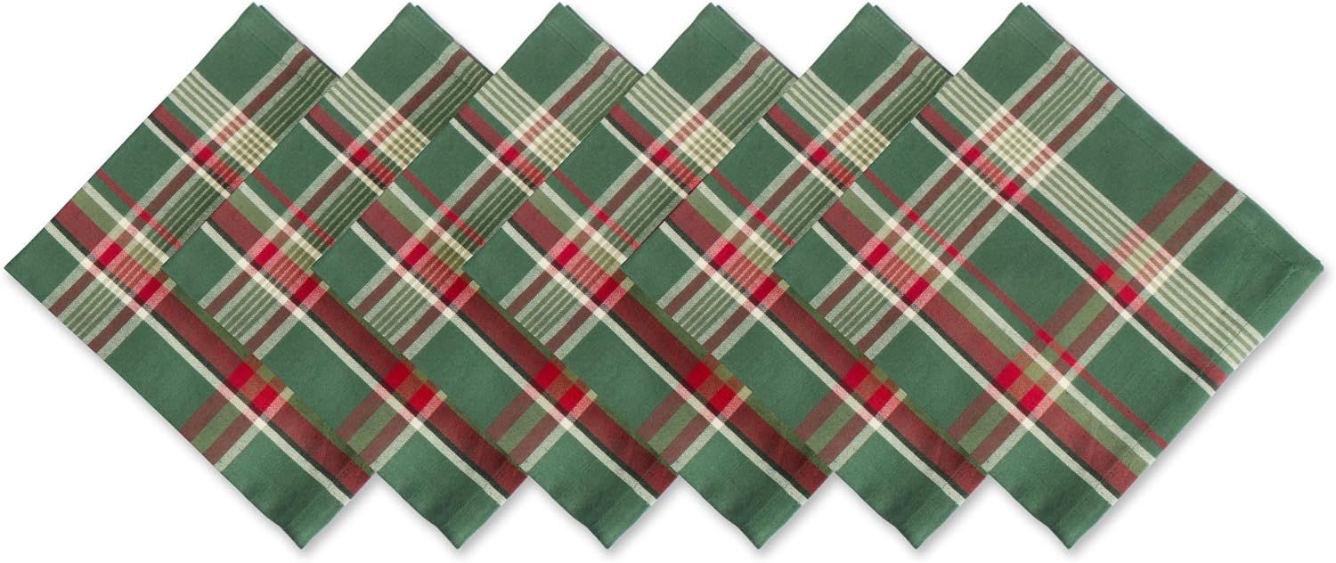 DII Holiday Kitchen and Table Décor Christmas Cloth Square Napkin Set, Dark Green Plaid, 6 Count | Amazon (US)