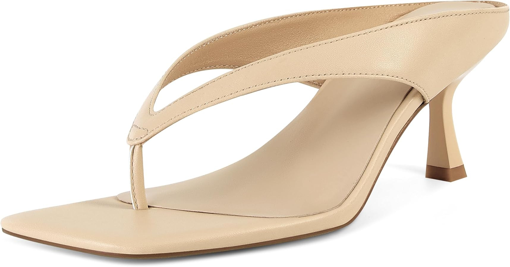 Wnshonzy Women's Kitten Heel Sandals Thong Flip Flop Open Toe Sandal Stiletto Summer Slip On Squa... | Amazon (US)