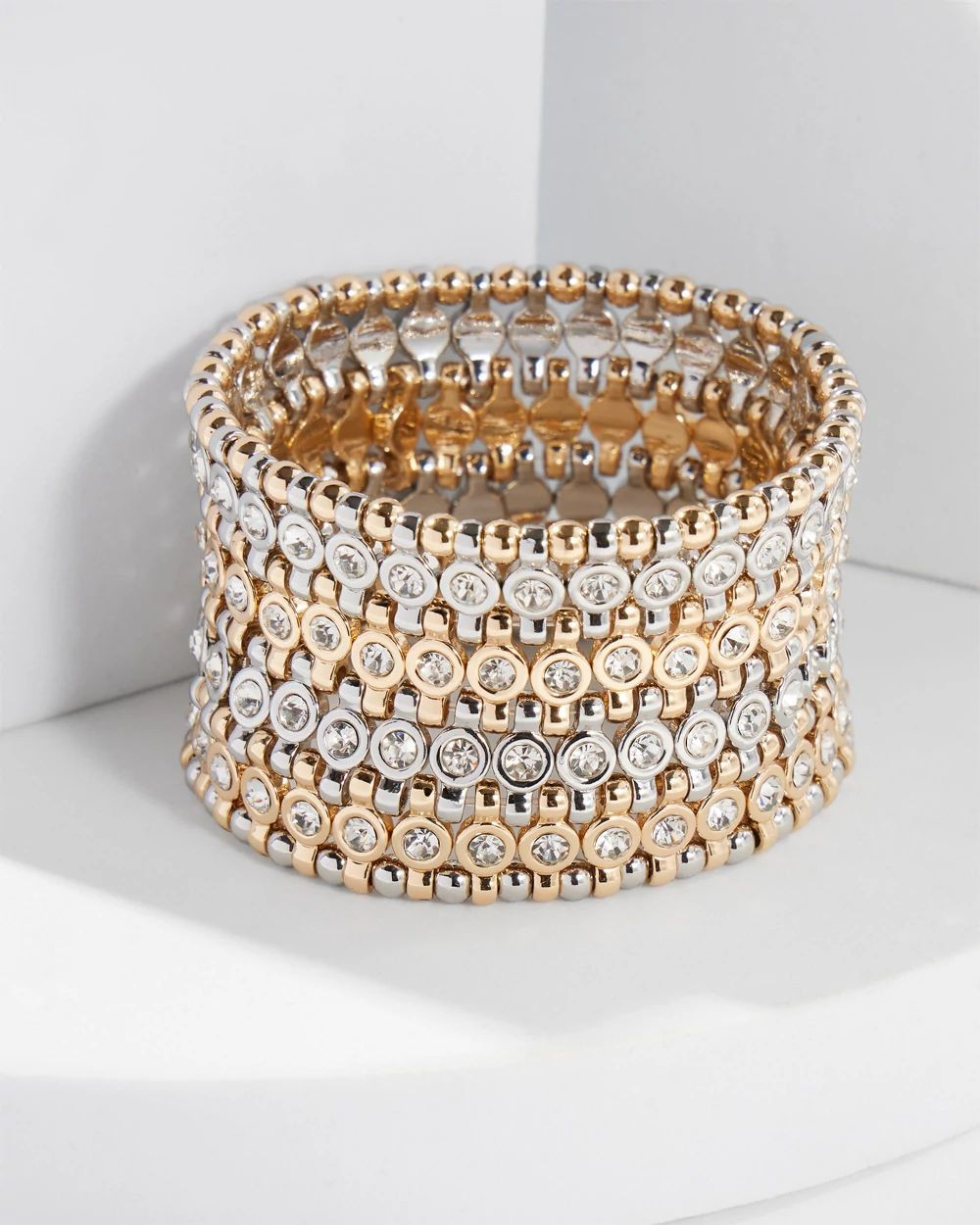Pavé-Accent Wide Stretch Bracelet | White House Black Market | White House Black Market