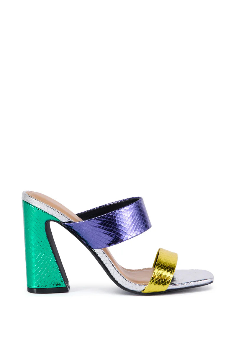 CORA MULTI METALLIC SNAKE SKIN SANDAL | AKIRA