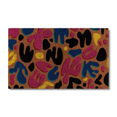 1'6"x2'6" Mod Shaped Coir Doormat Pink/Blue/Black - Room Essentials™ | Target