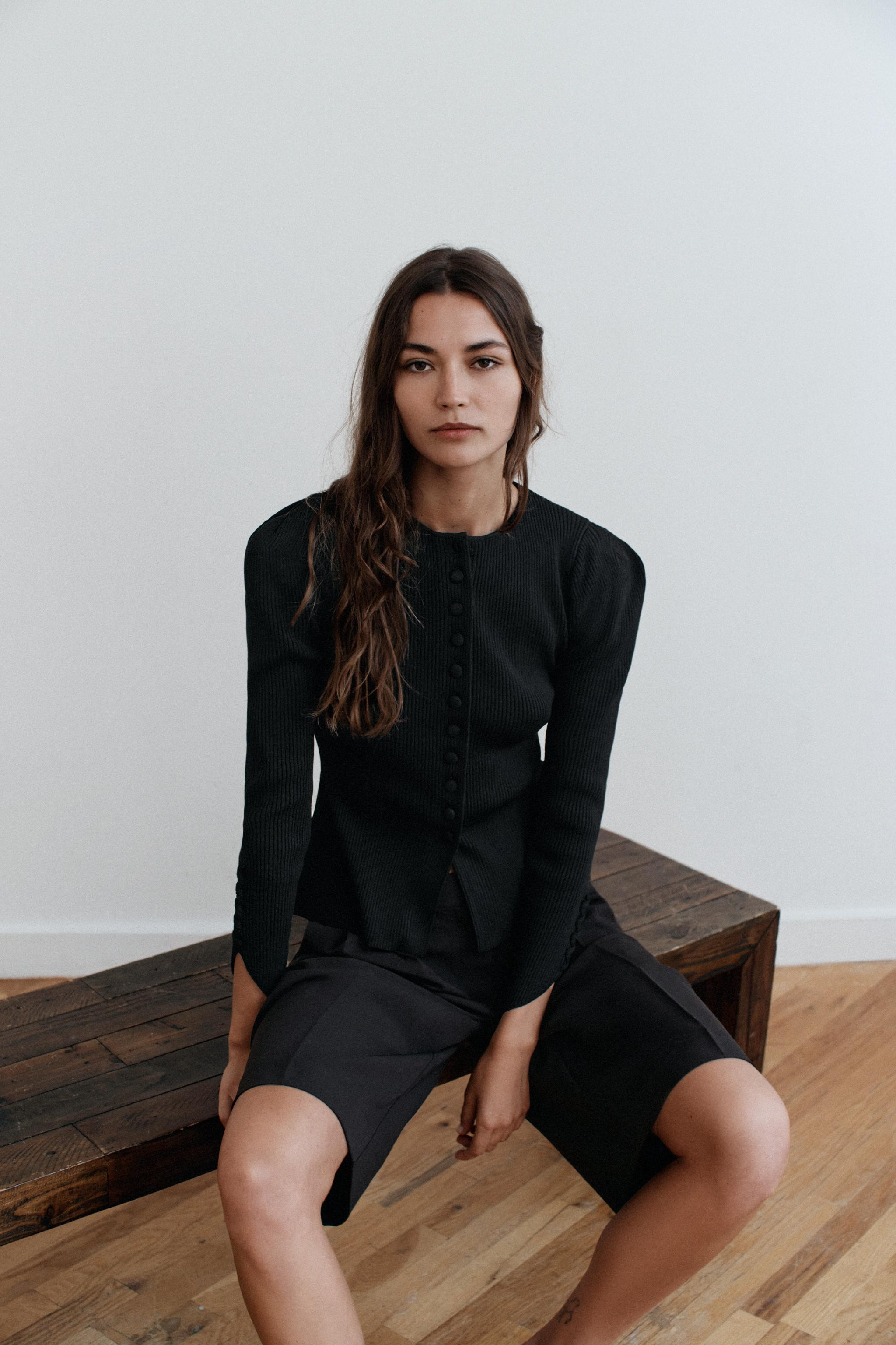 KNIT CARDIGAN WITH PUFF SLEEVES | Zara UK