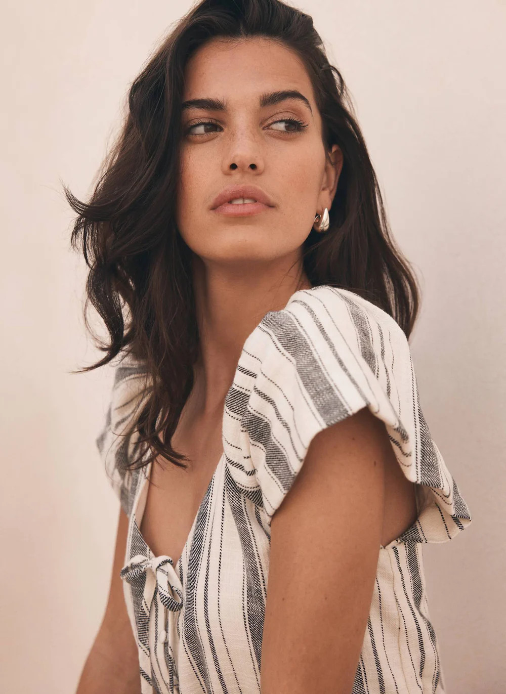 Blue Stripe Tie Front Top | Mint Velvet