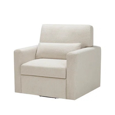 Contemporary Beige Boucle Fabric Swivel Chair With And For Home Modern In Foam Padding Frame | Wayfair North America