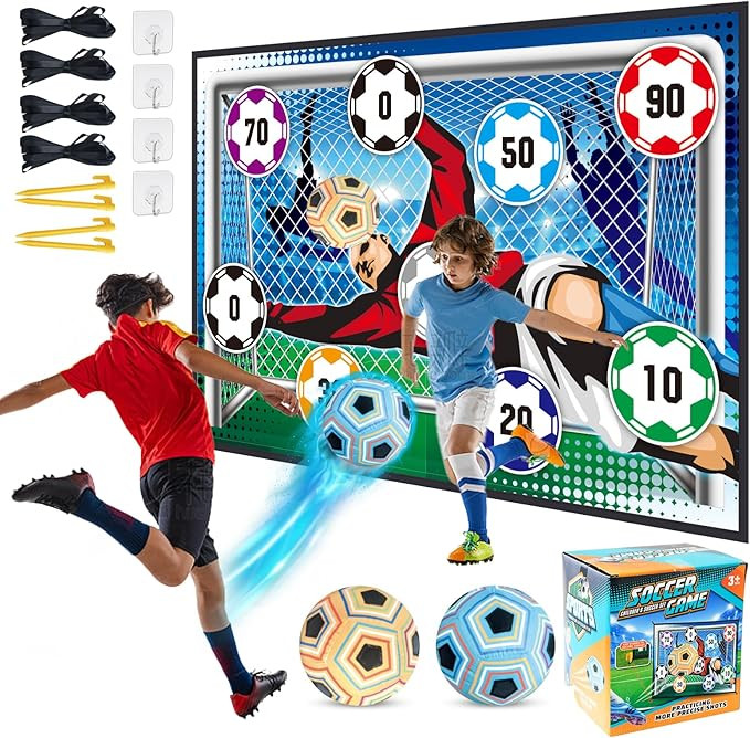Soccer Ball Game Set for Kids: Indoor Outdoor Backyard Toss Soccer Goal Game with Balls, Toddlers... | Amazon (US)