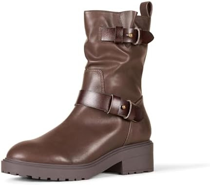 Amazon Essentials Women's Mid Calf Cropped Biker Boots | Amazon (US)