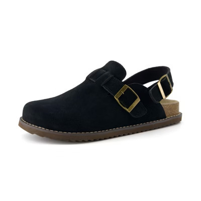 CUSHIONAIRE Brooklyn Women's Suede Clogs - Adjustable Slingback Clog Sandal with Buckle, Memory Foam - BLACK 8.5 | Target
