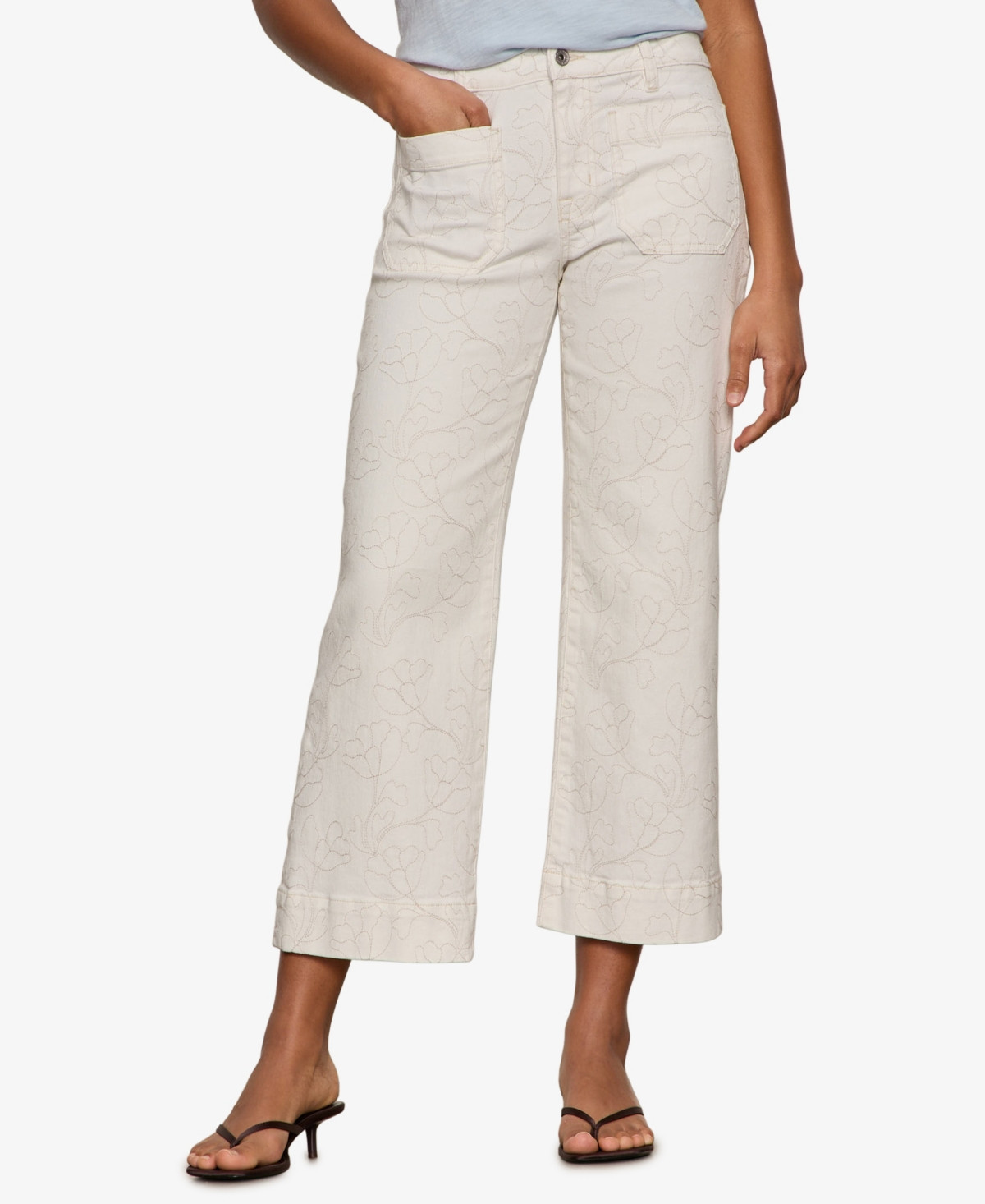 Sanctuary Petite Marine Mid Rise Crop Jeans - Chalk | Macy's