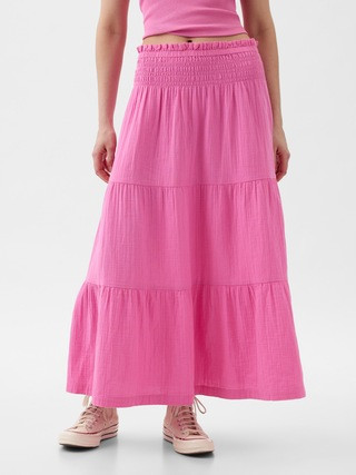 Crinkle Gauze Tiered Maxi Skirt | Gap (US)