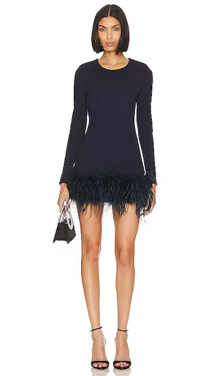 Bahira Mini Dress in Midnight Blue Feather Dress Long Sleeve Winter Dress With Sleeves | Revolve Clothing (Global)