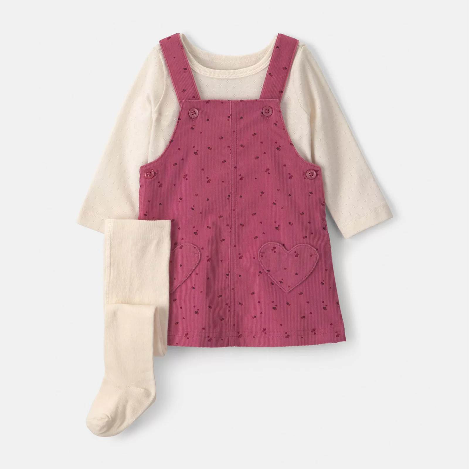 Baby Girls Carter's 3-Piece Jumper Dress and Long-Sleeve Bodysuit, and Tights Set, Girl's, Size: Newborn, Pink | Kohl's
