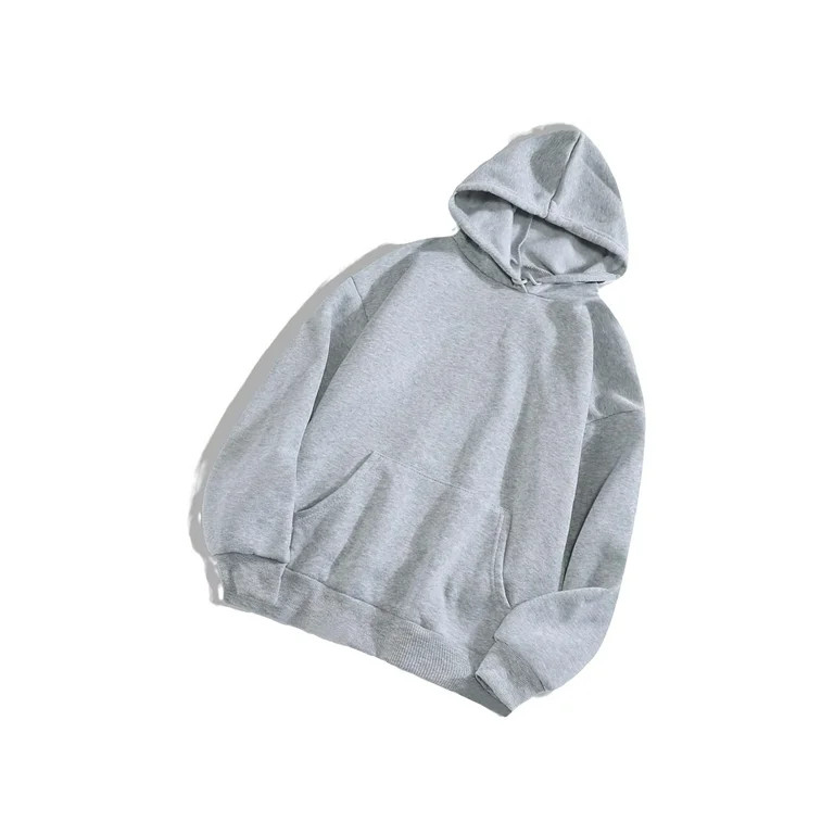 Casual Plain Hooded Pullovers Long Sleeve Light Grey Women Sweatshirts (Women's) | Walmart (US)