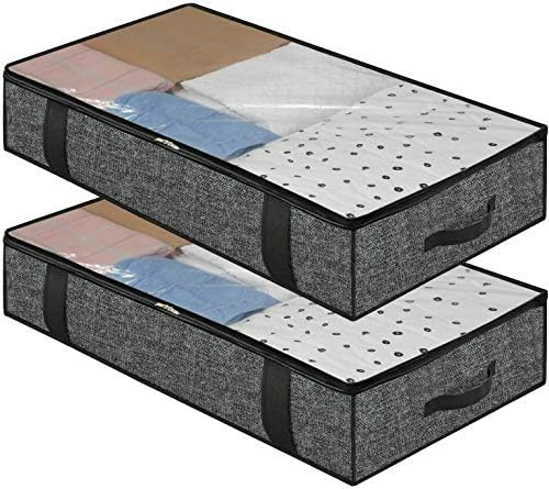 Onlyeasy Foldable Underbed Bags - 2 Pack Blankets Clothes Comforters Storage Bag Breathable Zippered | Amazon (US)