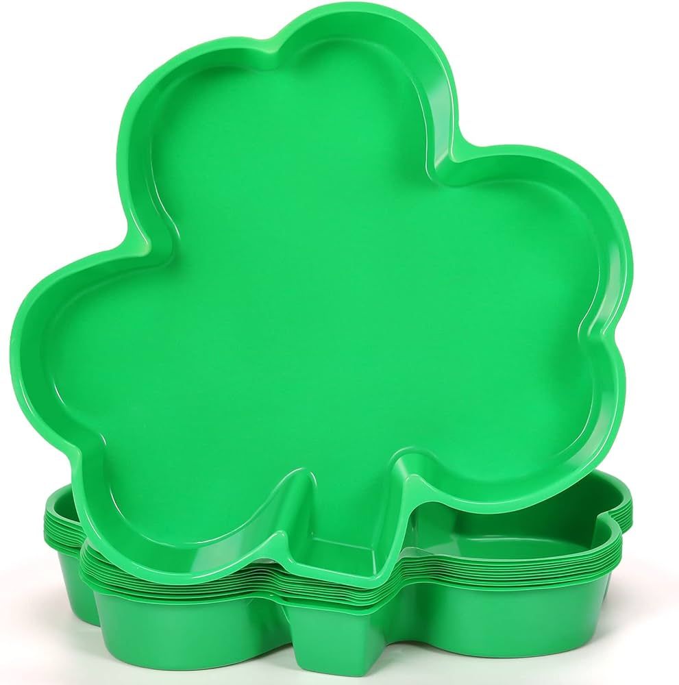 24 Pieces Plastic Shamrock Sectional Serving Tray St Patrick's Day Three Leaves Shaped Platters G... | Amazon (US)