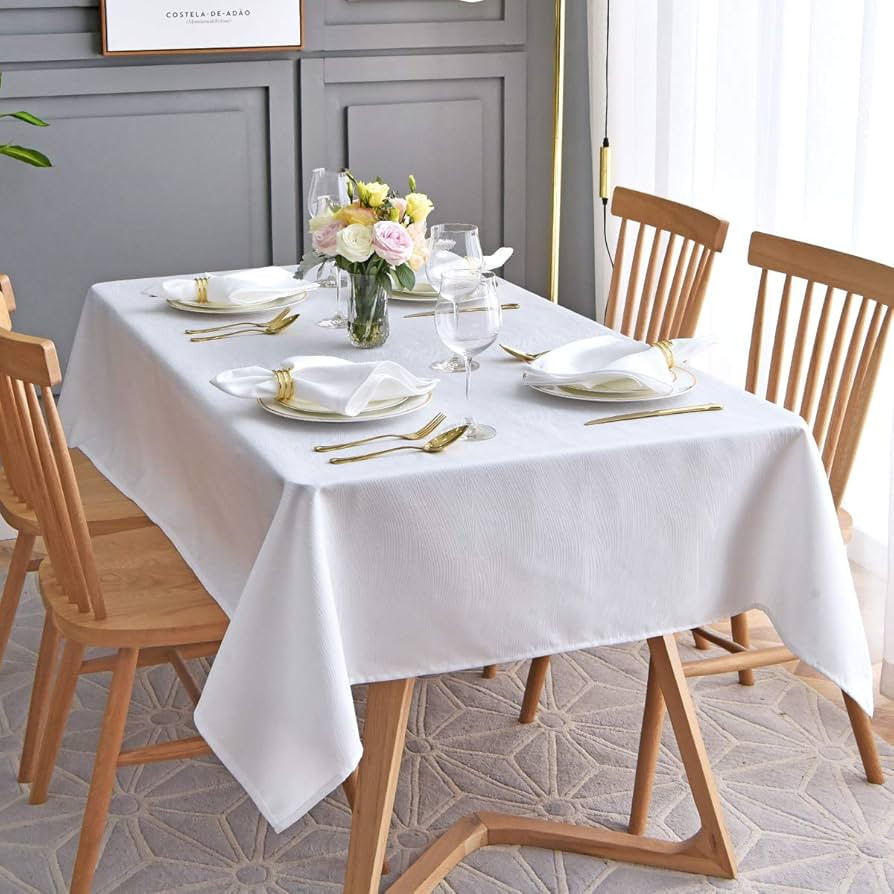 maxmill Jacquard Table Cloth Waving Pattern Water Proof Wrinkle Free Heavy Weight Soft Tablecloth... | Amazon (US)