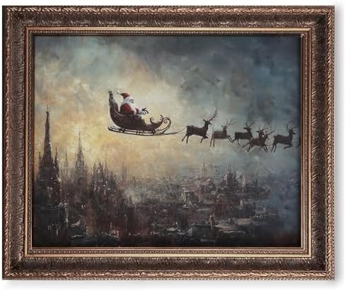 Vintage Christmas Tree Painting Print, Santa Claus Christmas Art Print, Antique Holiday Winter Wa... | Amazon (US)