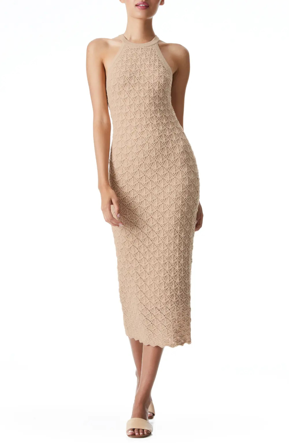 Alice + Olivia Lulu Cotton & Wool Blend Crochet Body-Con Dress, Size Medium in Sand at Nordstrom | Nordstrom Canada