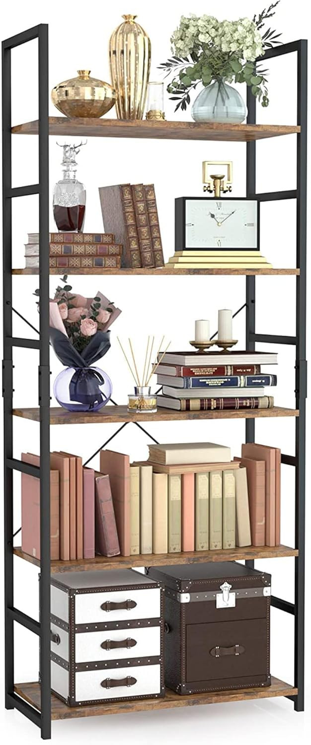 NUMENN 5 Tier Bookshelf, Tall Bookcase Shelf Storage Organizer, Modern Book Shelf for Bedroom, Li... | Amazon (US)