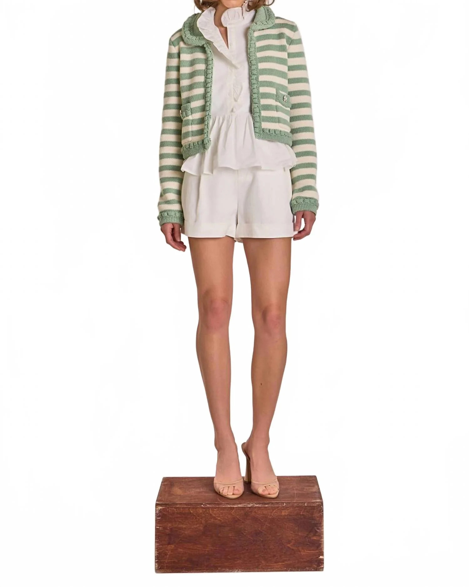 Pistachio Stripe Cardigan In Green | Shop Simon