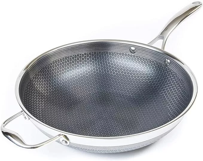 Hexclad 12 Inch Hybrid Stainless Steel Frying Pan And Glass Tempered Lid  With Stay-cool Handles : Target