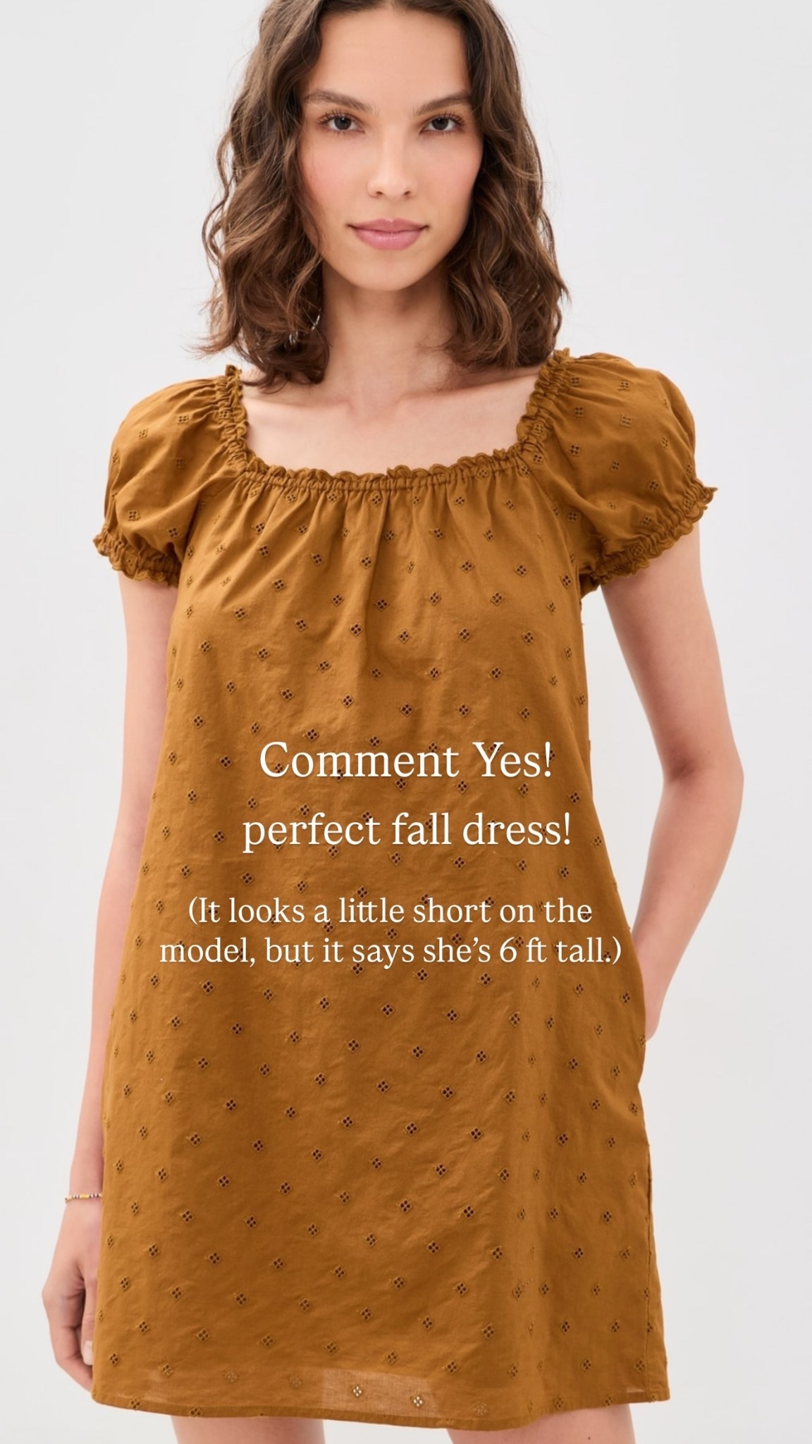 perfect fall dress! (It looks a little short on the model, but it says she’s 6 ft tall.) Comment Yes!