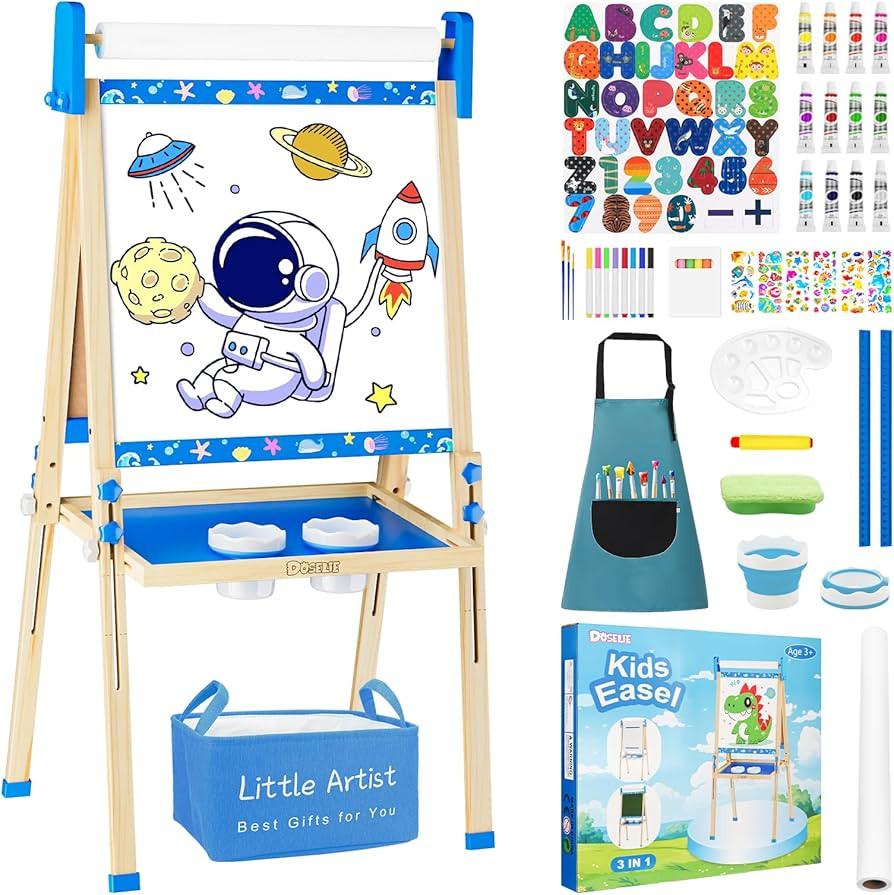 Easel for Kids Toys,Toddler Art Easel, Boy Toys for Ages 5-7,Adjustable Wooden Magnetic White Boa... | Amazon (US)