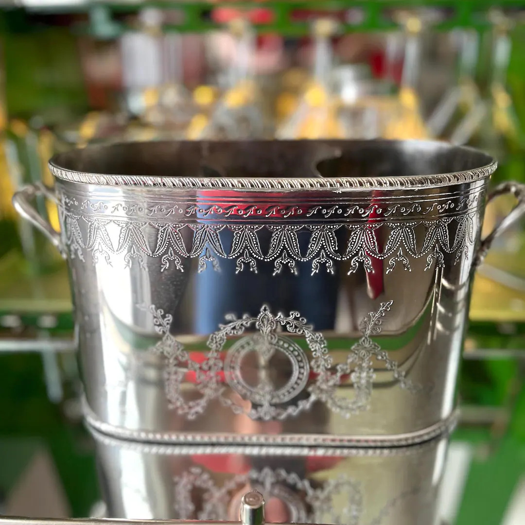 Silver Plate Wine Bucket: Vintage Floral Champagne Cooler - Etsy | Etsy (US)