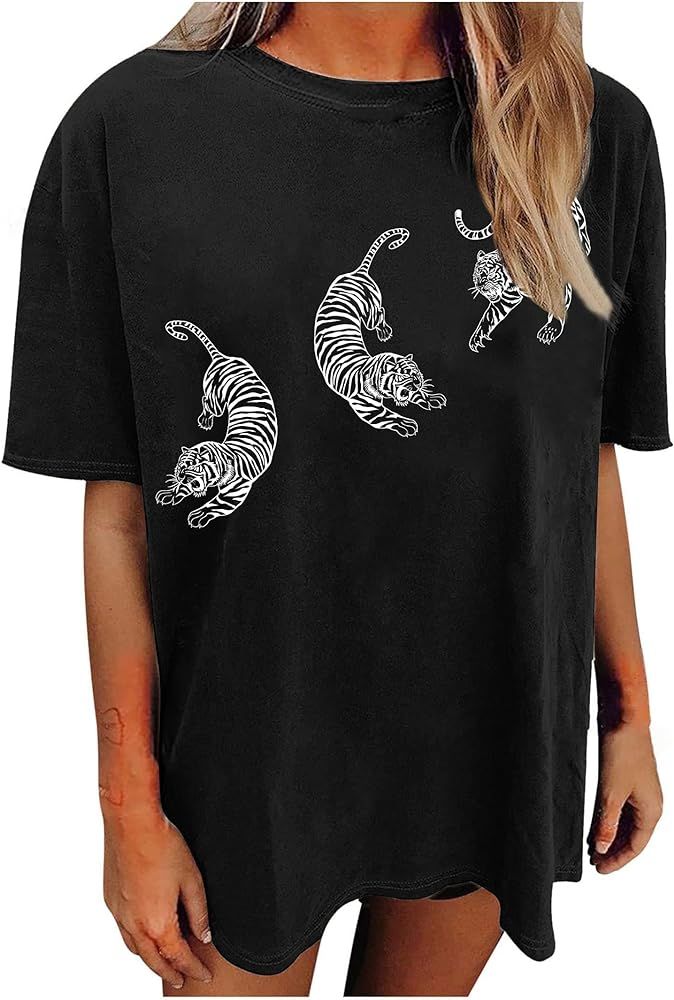 Avanova Women's USA Letter Graphic Oversized Tee Short Sleeve Round Neck Casual Loose T Shirt | Amazon (US)