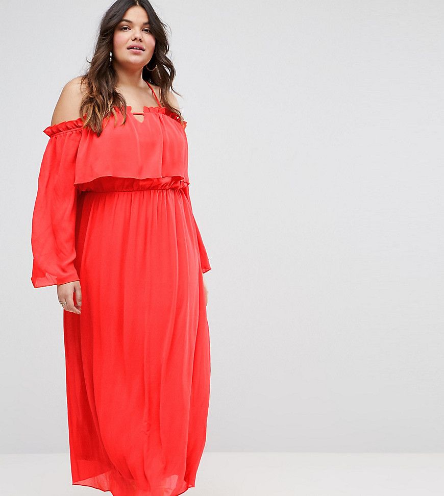 Boohoo Plus Angel Sleeve Maxi Dress - Red | Asos ROW