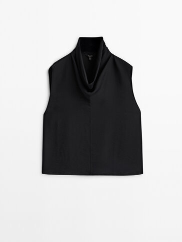Draped neck top | Massimo Dutti UK
