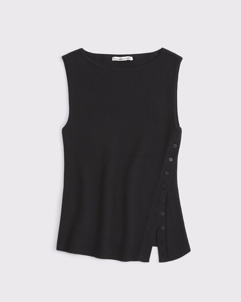 Women's Asymmetrical Button Sweater Tank | Women's Tops | Abercrombie.com | Abercrombie & Fitch (US)