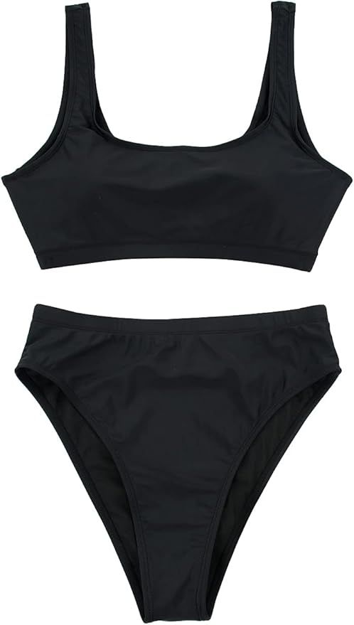 Selowin Womens Tank Crop Top High Waisted Cheeky Two Piece Bikini Sets Swimsuits | Amazon (US)