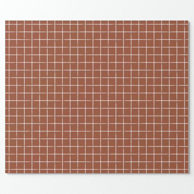 Grid Rust Terracotta Checkered Modern Minimalist Wrapping Paper | Zazzle