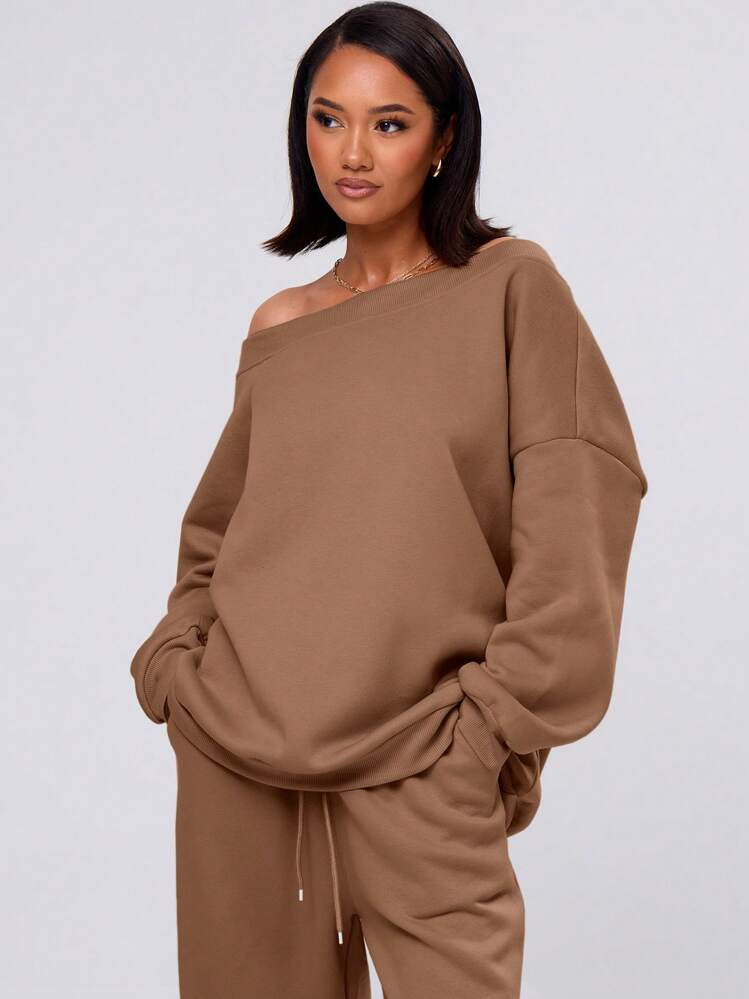MUSERA Oversized Asymmetrical Sweatshirt | SHEIN