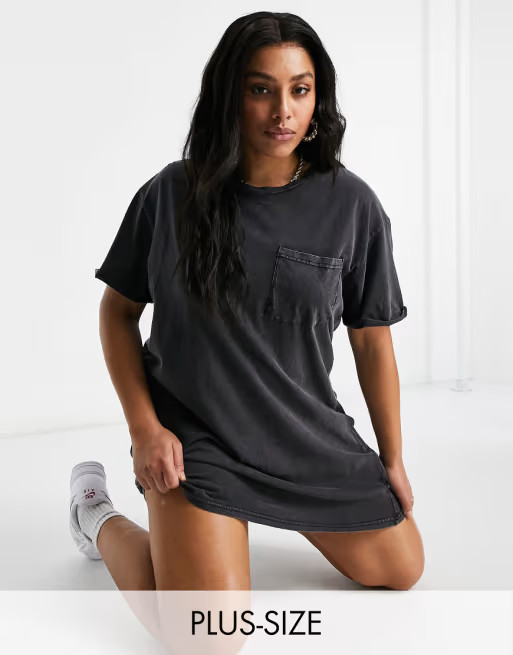 Brave Soul Plus Vera T-shirt dress in black | ASOS (Global)