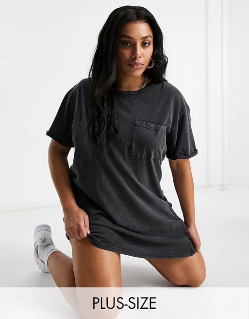 Brave Soul Plus Vera T-shirt dress in black | ASOS (Global)