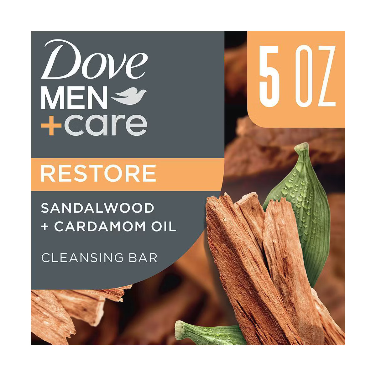 Dove Men+Care Restore Plant Based Bar Soap - Sandalwood & Cardamom Oil - 5oz | Target