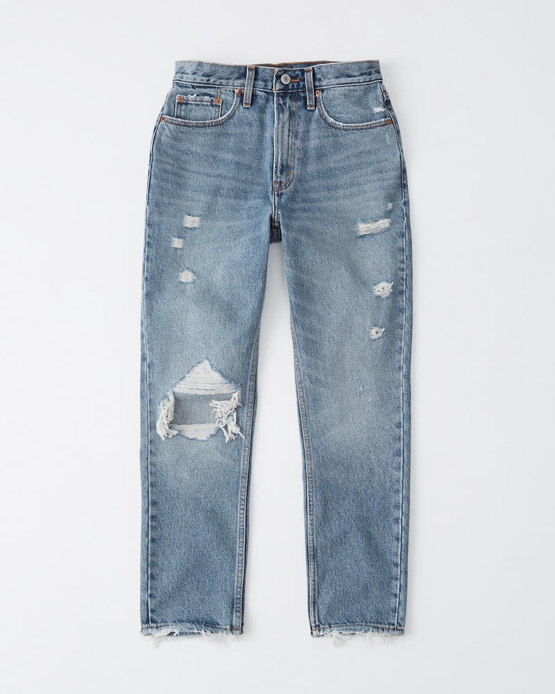 Ripped High Rise Mom Jeans | Abercrombie & Fitch US & UK