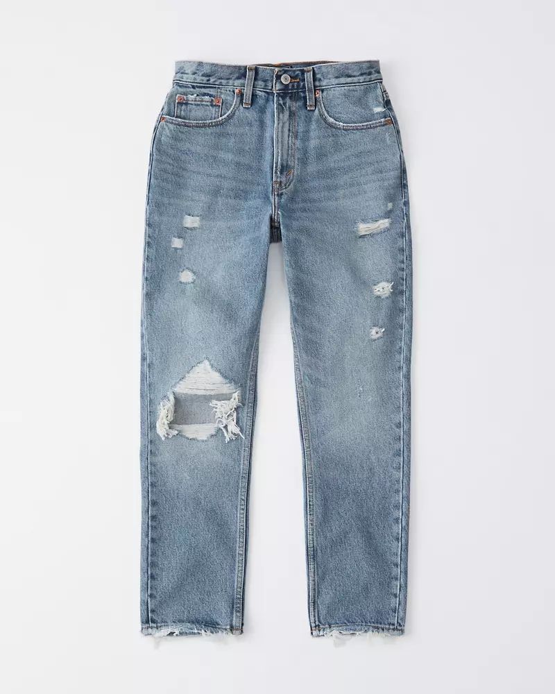 Ripped High Rise Mom Jeans | Abercrombie & Fitch US & UK