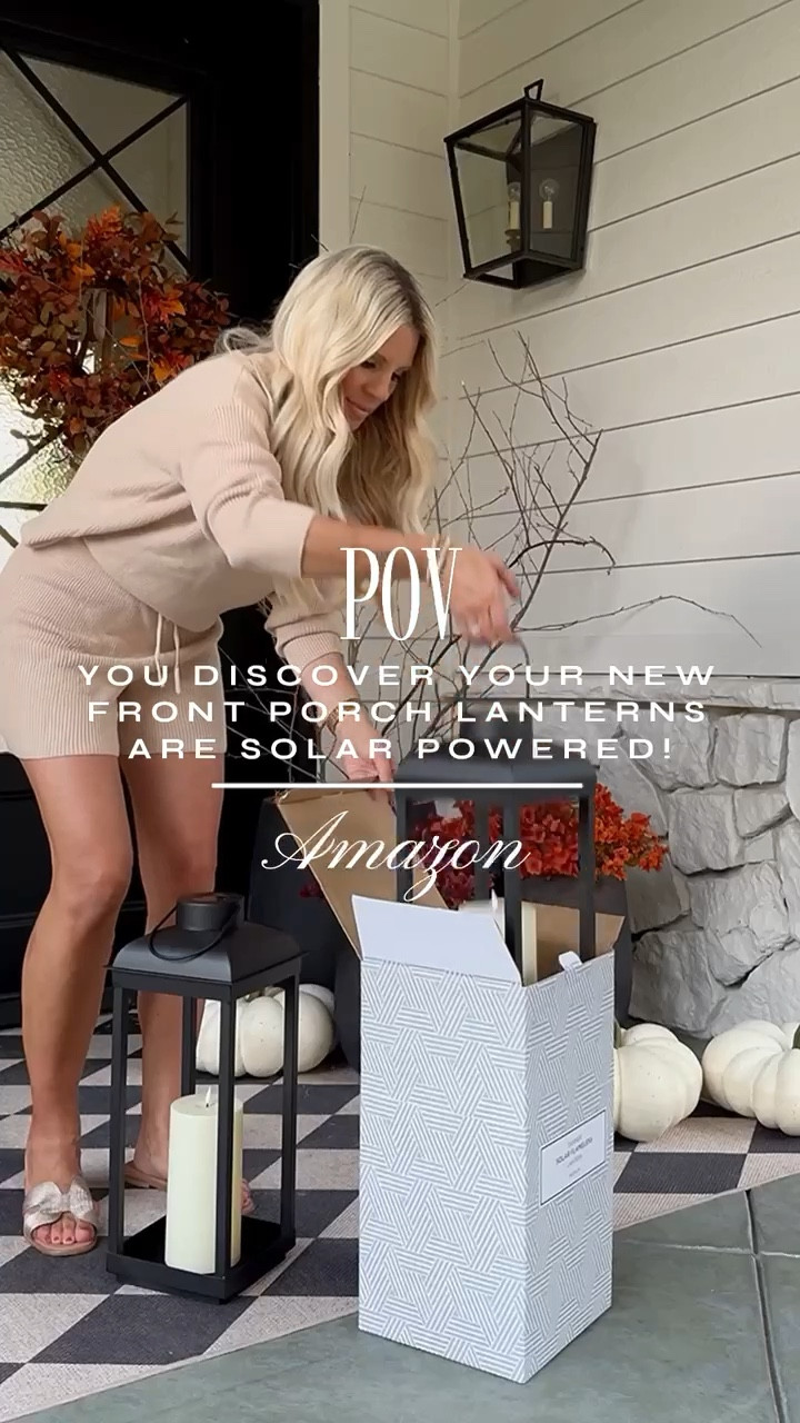 I had no idea when I order my lanterns that they were solar powered. I was beyond elated when I opened the lanterns and found out. Straight from the box they turn on at dusk and off at dawn. The PERFECT low maintenance decor piece. ⁣
⁣
#amazonhome #frontporchstyling #amazonhomehack

#LTKHome #LTKSeasonal #LTKVideo