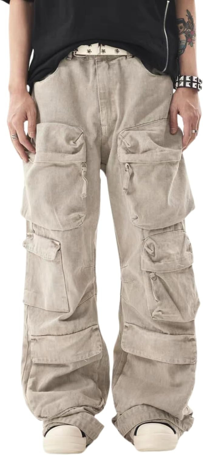 Cargo Pants with Pockets Men Women Baggy Jeans Y2k Wide Leg Grunge Loose Jeans Clothes Streetwear... | Amazon (US)